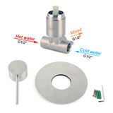 Shower Heads & Screens: Brushed Nickel Bath Shower Mixer Hot Cold Tap Ceramic Cartridge Spindle Round