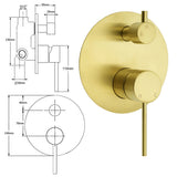 Shower Heads & Screens: Brushed Gold Round Shower Mixer 2 Way Diverter For Bath Twin Shower Watermark