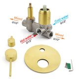 Shower Heads & Screens: Brushed Gold Round Shower Mixer 2 Way Diverter For Bath Twin Shower Watermark