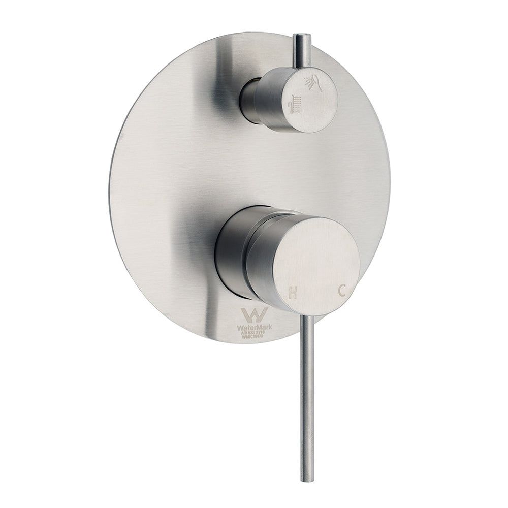 Shower Heads & Screens: AU Round Stainless Steel Shower Mixer Diverter Brushed Nickel For Bathroom Sets