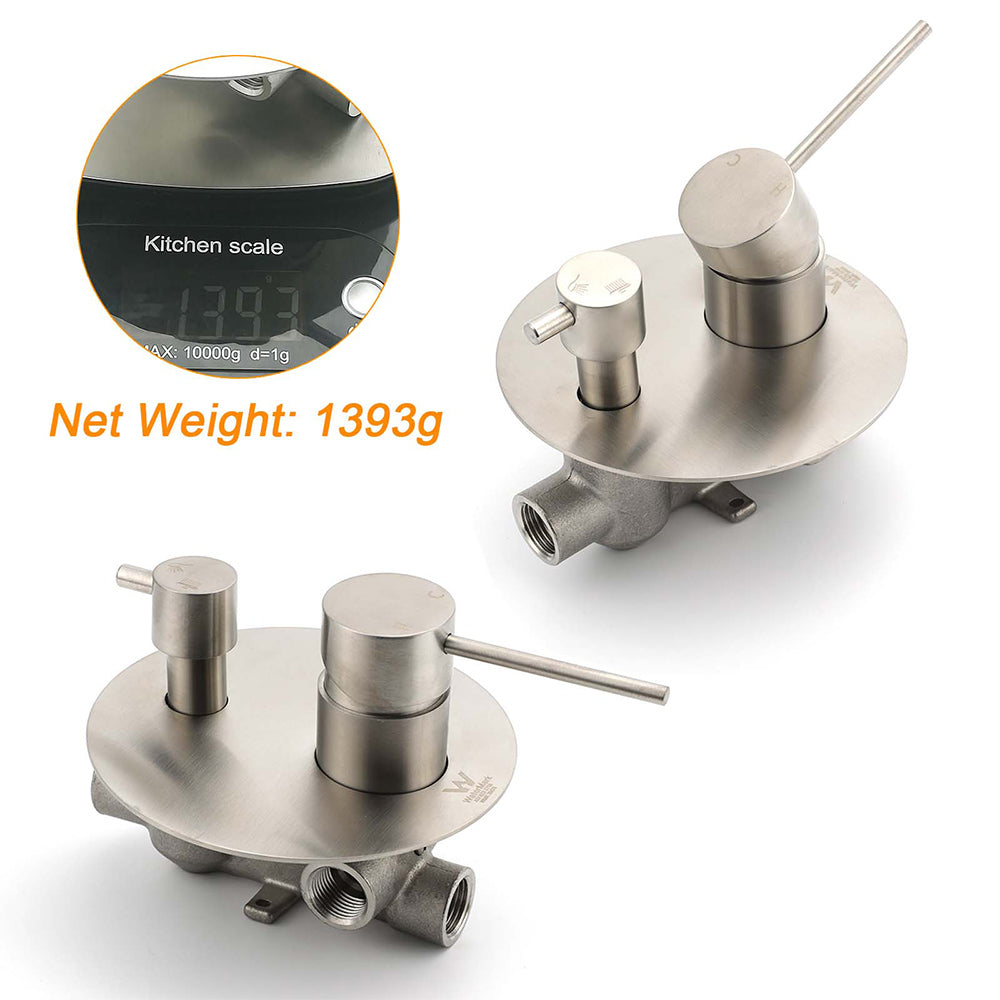 Shower Heads & Screens: AU Round Stainless Steel Shower Mixer Diverter Brushed Nickel For Bathroom Sets