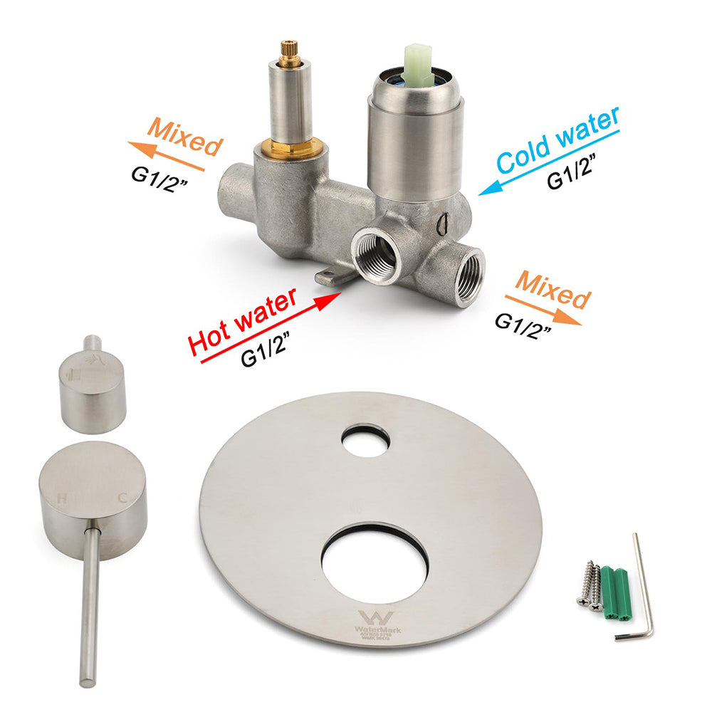 Shower Heads & Screens: AU Round Stainless Steel Shower Mixer Diverter Brushed Nickel For Bathroom Sets