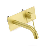 Shower Heads & Screens: Brushed Gold Round Wall Mounted Basin Mixer Vanity Sink Tap Faucet Curve Spout