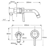 Shower Heads & Screens: Brushed Gold Round Wall Mounted Basin Mixer Vanity Sink Tap Faucet Curve Spout