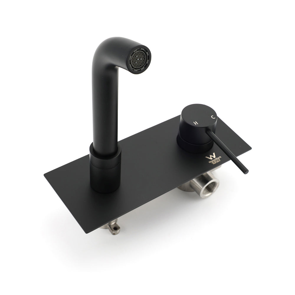 Shower Heads & Screens: Matt Black Round Basin Mixer Bathtub Wall Mounted Faucet Tap Laundry Spout Set