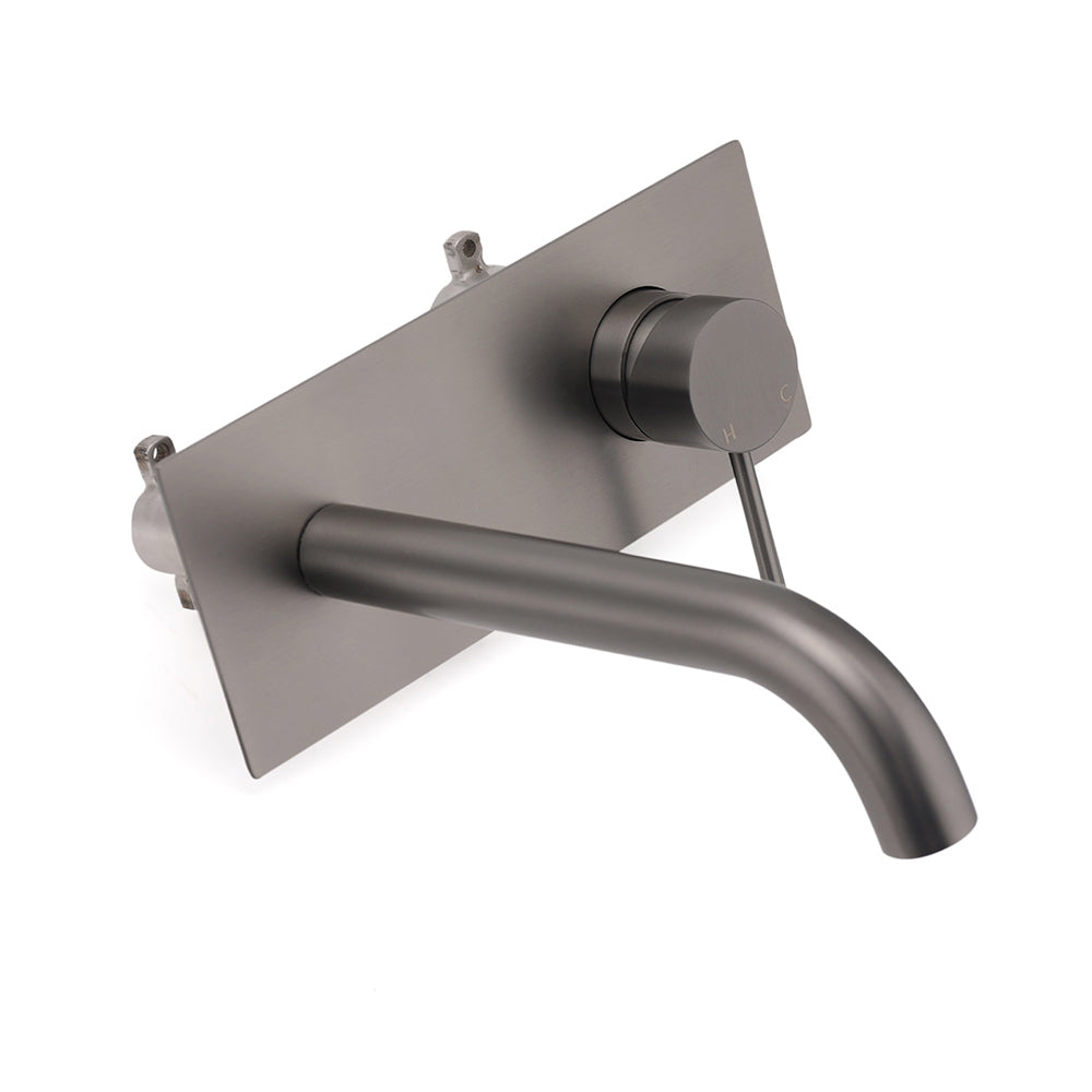Shower Heads & Screens: WELS Gun Metal Round Wall Basin Mixer Vanity Sink Tap Hot Cold Faucet Spout