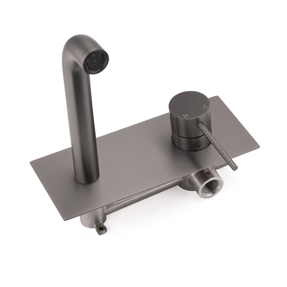 Shower Heads & Screens: WELS Gun Metal Round Wall Basin Mixer Vanity Sink Tap Hot Cold Faucet Spout