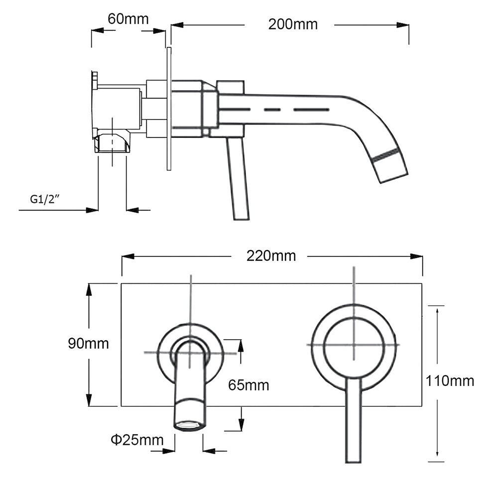 Shower Heads & Screens: WELS Gun Metal Round Wall Basin Mixer Vanity Sink Tap Hot Cold Faucet Spout