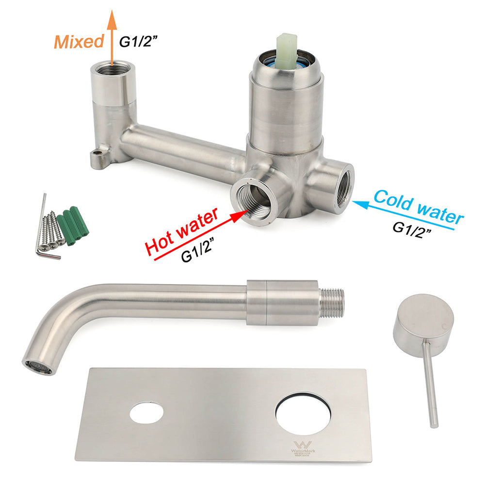 Shower Heads & Screens: WELS Round Wall Mounted Basin Vanity Mixer Bath Tub Faucet Spout Brushed Nickel