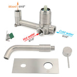 Shower Heads & Screens: WELS Round Wall Mounted Basin Vanity Mixer Bath Tub Faucet Spout Brushed Nickel