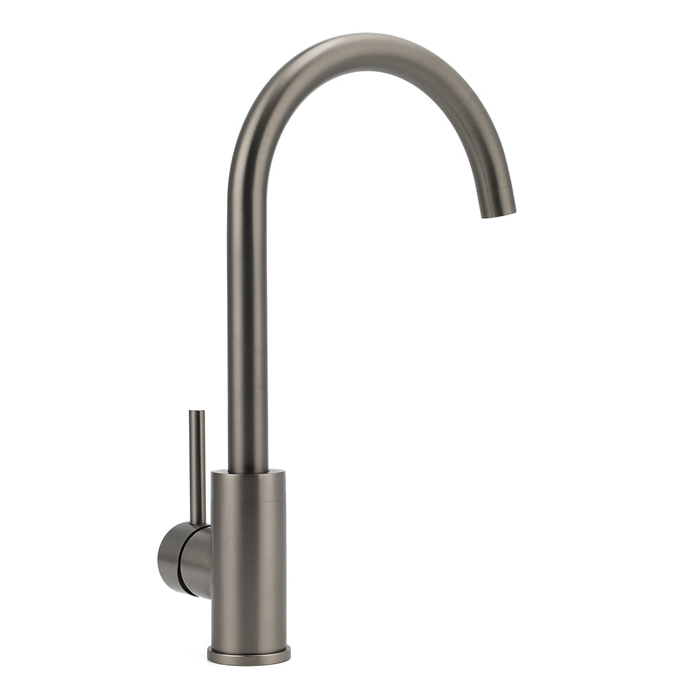 Gun Metal Round Kitchen Mixer Sink Tap 360Â° Swivel Laundry Basin Faucet Spout Set