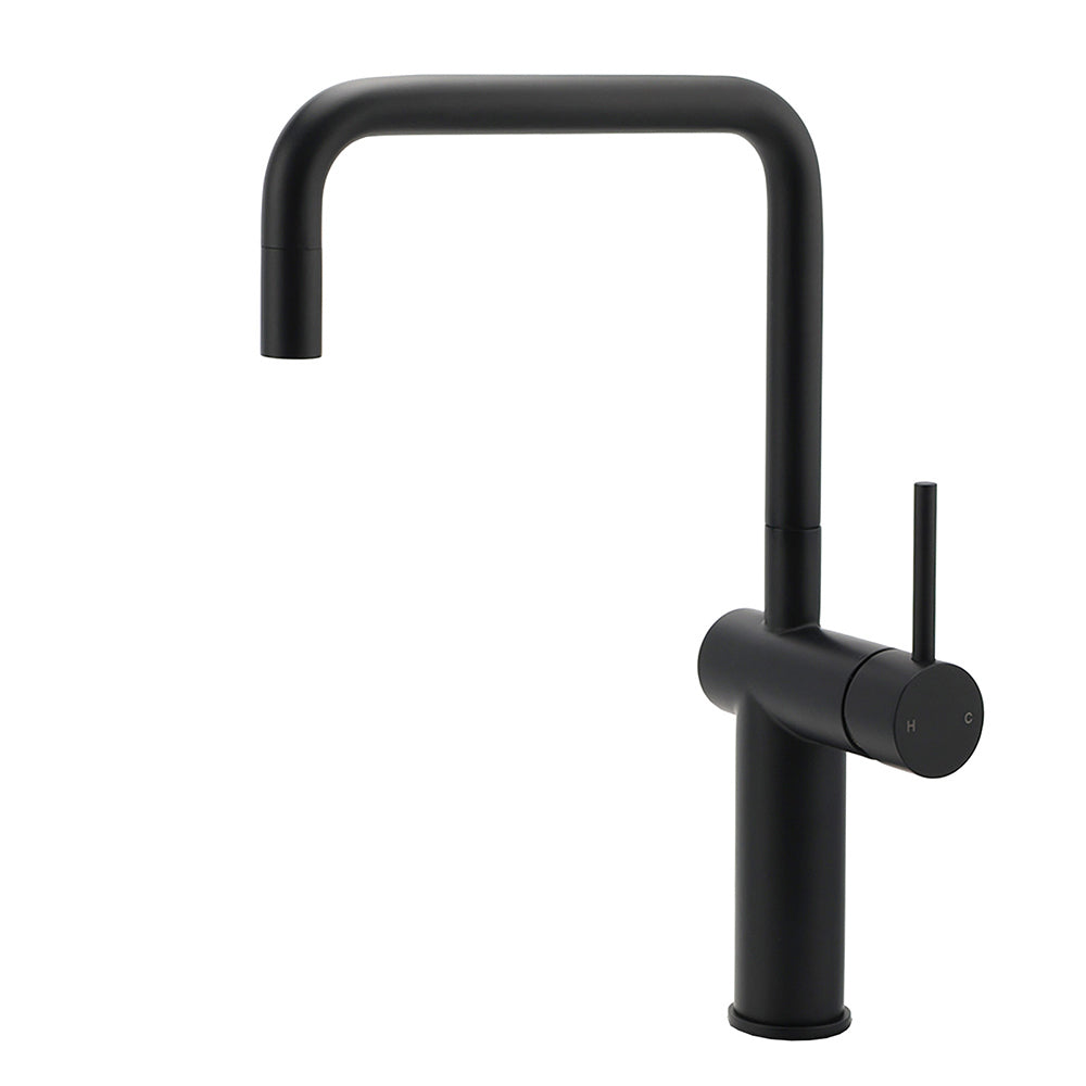 Shower Heads & Screens: WELS Matt Black SUS Tall Kitchen Laundry 360º Swivel Sink Mixer Faucet Tap Spout