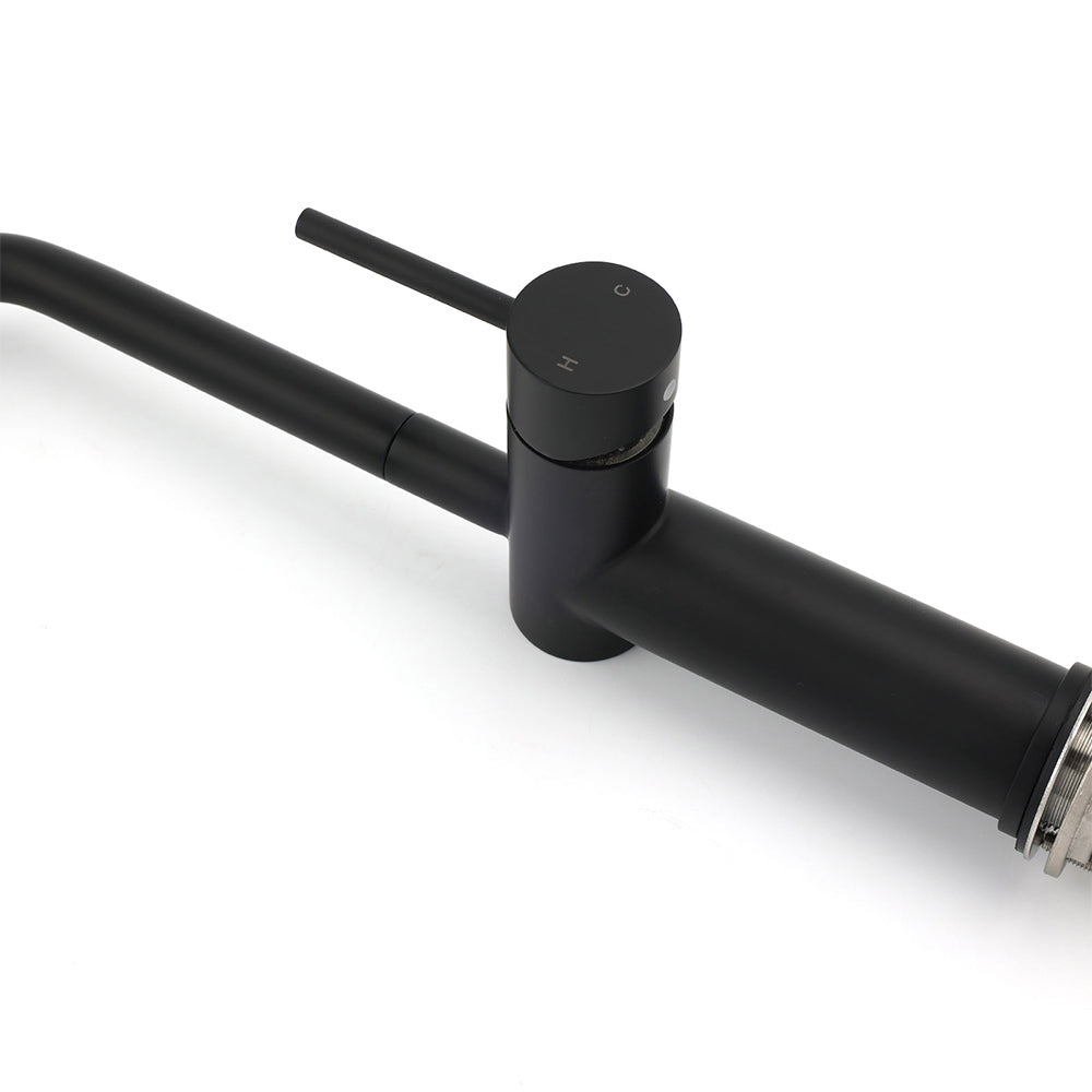 Shower Heads & Screens: WELS Matt Black SUS Tall Kitchen Laundry 360º Swivel Sink Mixer Faucet Tap Spout