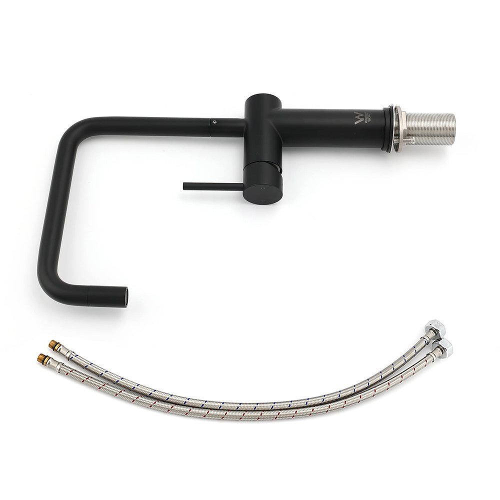 Shower Heads & Screens: WELS Matt Black SUS Tall Kitchen Laundry 360º Swivel Sink Mixer Faucet Tap Spout
