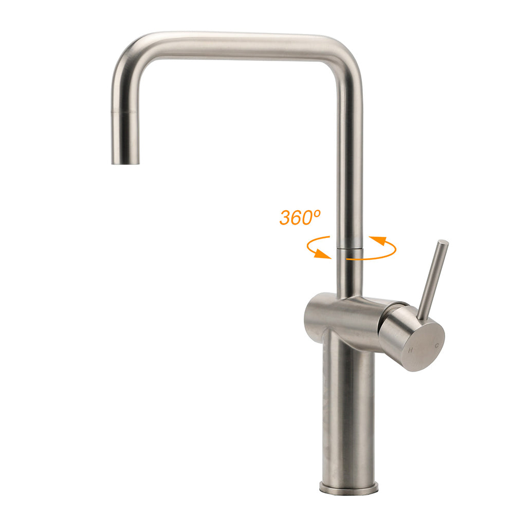 Shower Heads & Screens: WELS 6L/m Kitchen Laundry 360º Swivel Sink Mixer Faucet Tap Spout Brushed Silver