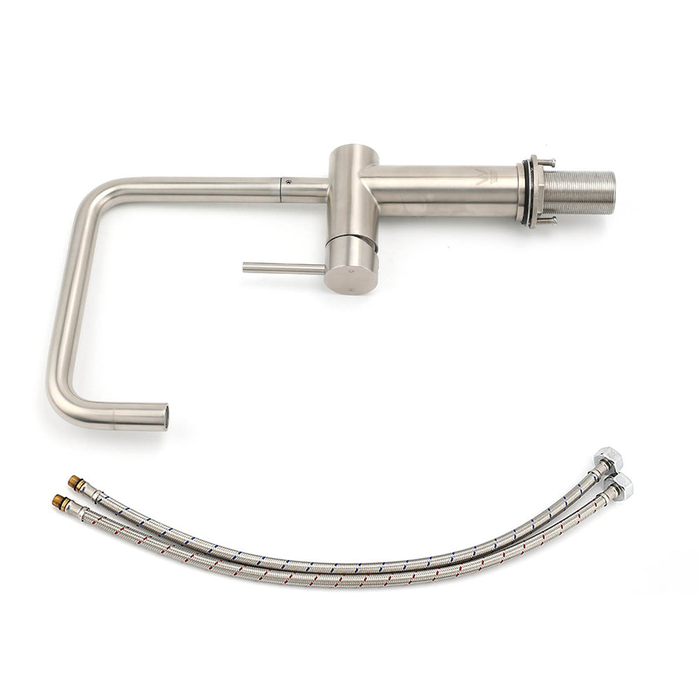 Shower Heads & Screens: WELS 6L/m Kitchen Laundry 360º Swivel Sink Mixer Faucet Tap Spout Brushed Silver