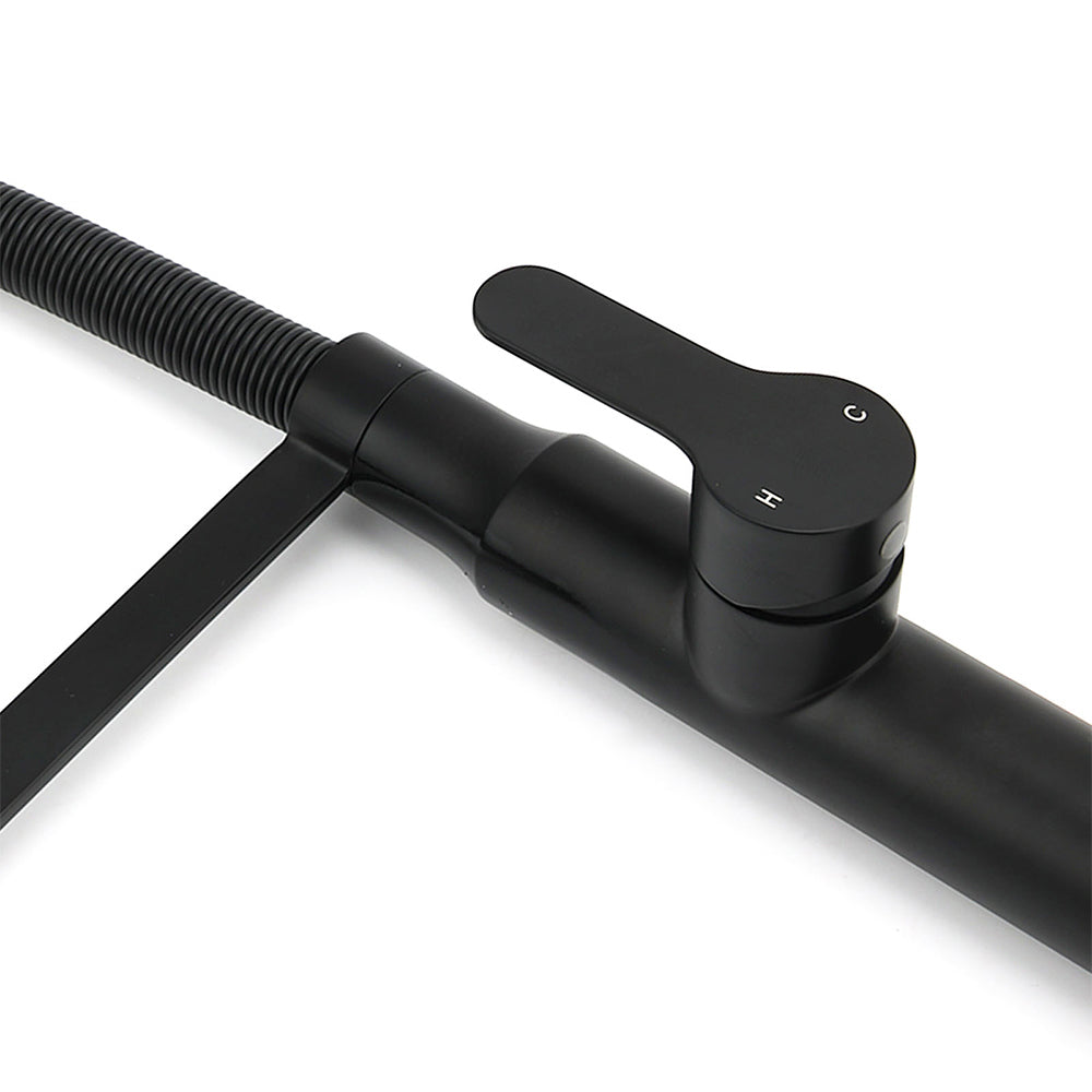 Matt Black Kitchen Sink Basin Mixer 360º Swivel Faucet Tap Pull Out Spout WELS