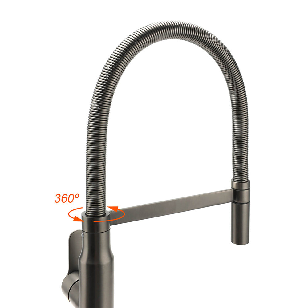 WELS Gun Metal Stainless Steel Pull Out Swivel Kitchen Mixer Sink Tap Spout Faucet