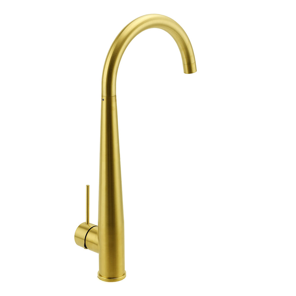 Shower Heads & Screens: Brushed Gold Round Kitchen Mixer Sink Tap 360 Swivel Basin Laundry Faucet Spout