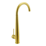 Shower Heads & Screens: Brushed Gold Round Kitchen Mixer Sink Tap 360 Swivel Basin Laundry Faucet Spout