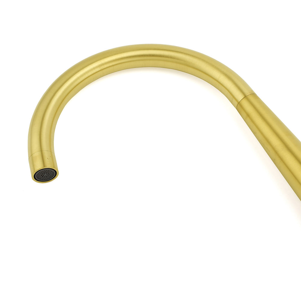 Shower Heads & Screens: Brushed Gold Round Kitchen Mixer Sink Tap 360 Swivel Basin Laundry Faucet Spout