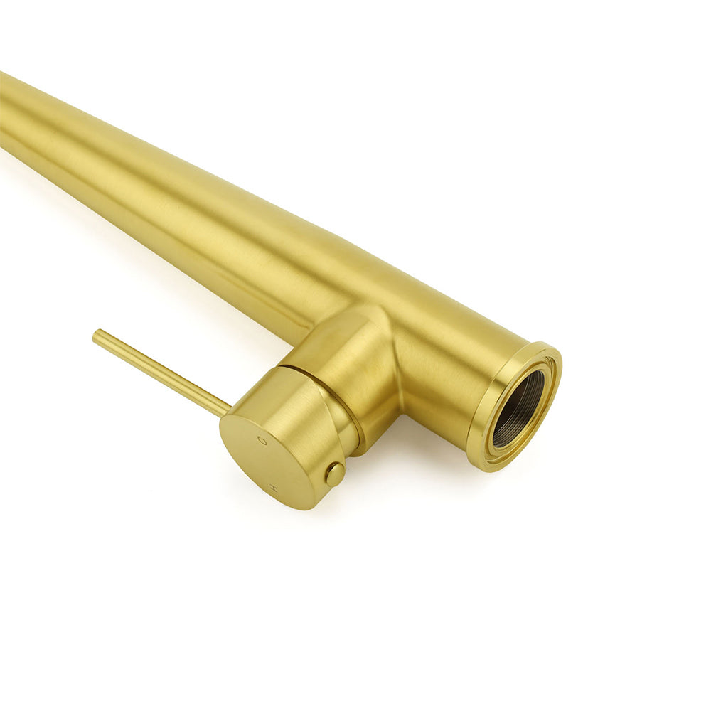 Shower Heads & Screens: Brushed Gold Round Kitchen Mixer Sink Tap 360 Swivel Basin Laundry Faucet Spout