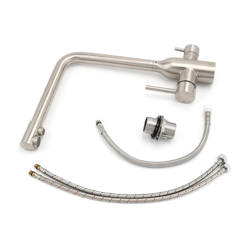 Brushed Nickel 3 Way Kitchen Sink Swivel Mixer Tap Pure Drink Clean Water Faucet