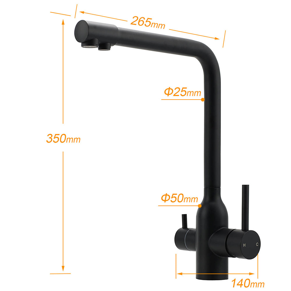 Shower Heads & Screens: Matt Black 3 Ways Kitchen Mixer Tap Pury Water Sink Faucet 360 Swivel Spout Outlet