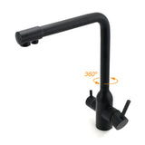 Shower Heads & Screens: Matt Black 3 Ways Kitchen Mixer Tap Pury Water Sink Faucet 360 Swivel Spout Outlet