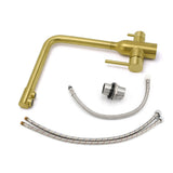WELS Brushed Gold 3 Ways Kitchen Mixer Tap Swivel Spout Pure Water Sink Faucet Set