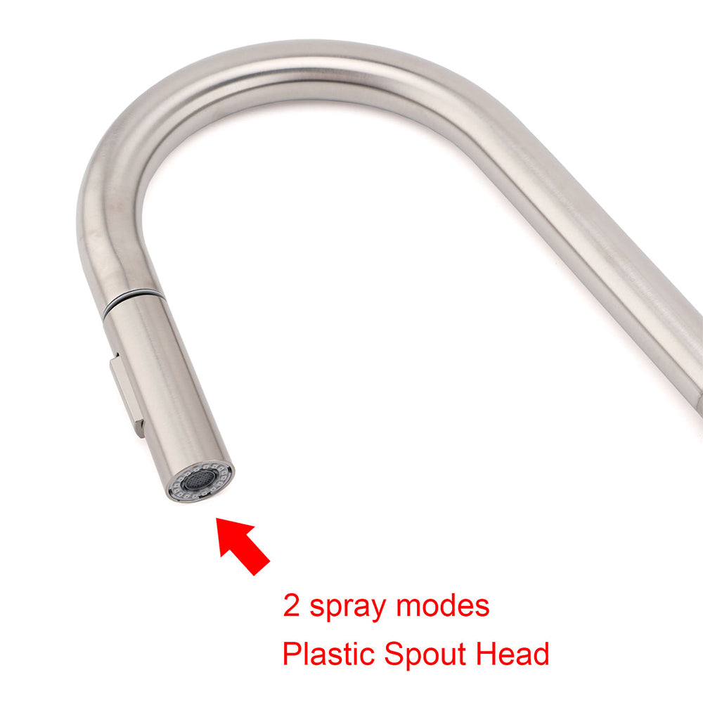 Shower Heads & Screens: WELS Brushed Nickel Round Pull Out 2 Modes Spout Kitchen Sink Tap Laundry Mixer