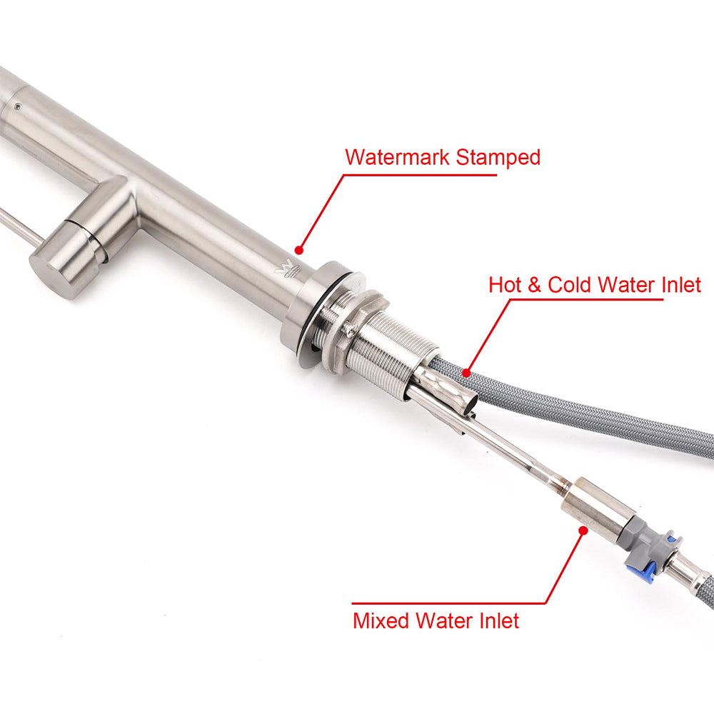 Shower Heads & Screens: WELS Brushed Nickel Round Pull Out 2 Modes Spout Kitchen Sink Tap Laundry Mixer
