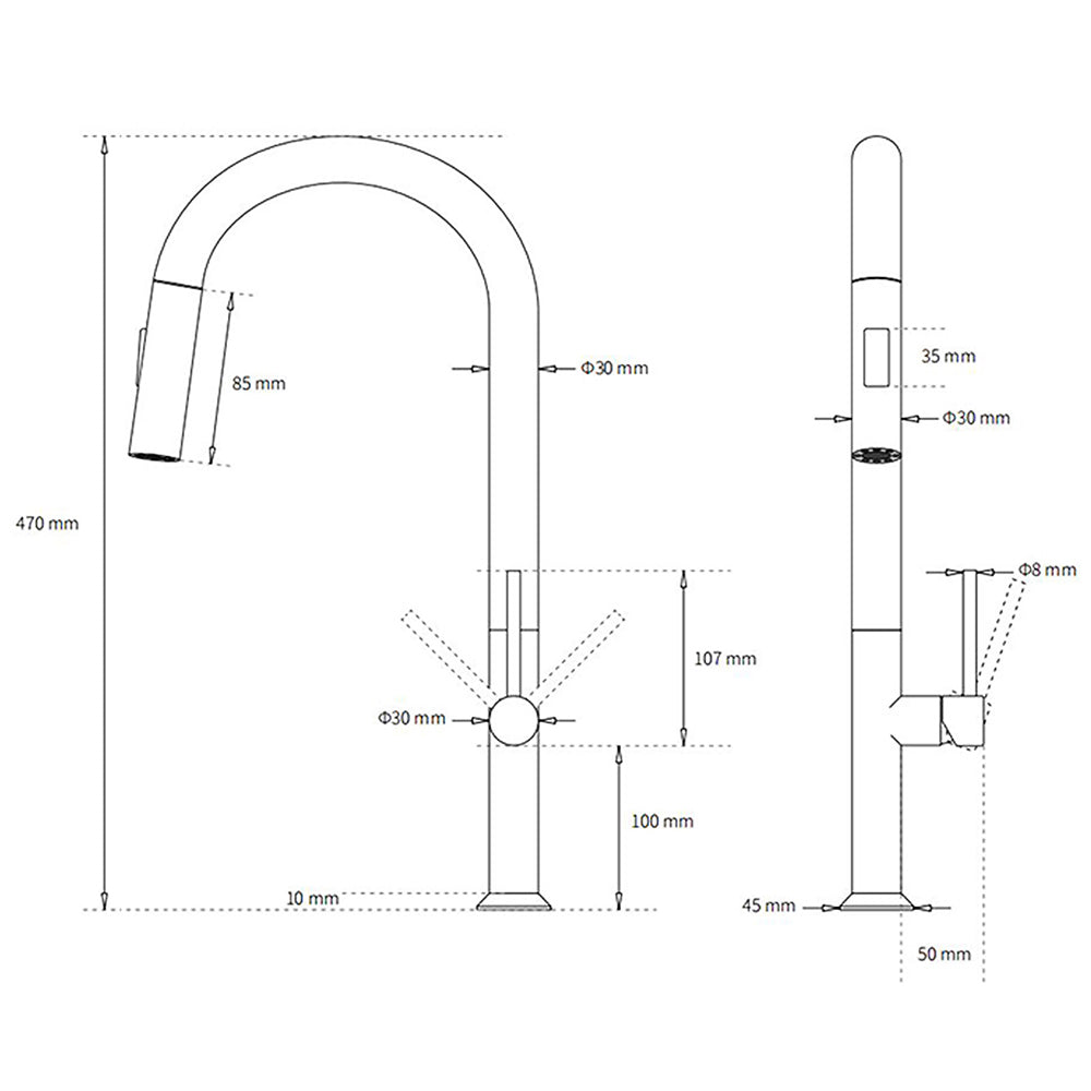 Shower Heads & Screens: WELS Brushed Nickel Round Pull Out 2 Modes Spout Kitchen Sink Tap Laundry Mixer