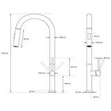 Shower Heads & Screens: WELS Brushed Nickel Round Pull Out 2 Modes Spout Kitchen Sink Tap Laundry Mixer