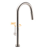 Shower Heads & Screens: WELS Brushed Nickel Round Pull Out 2 Modes Spout Kitchen Sink Tap Laundry Mixer