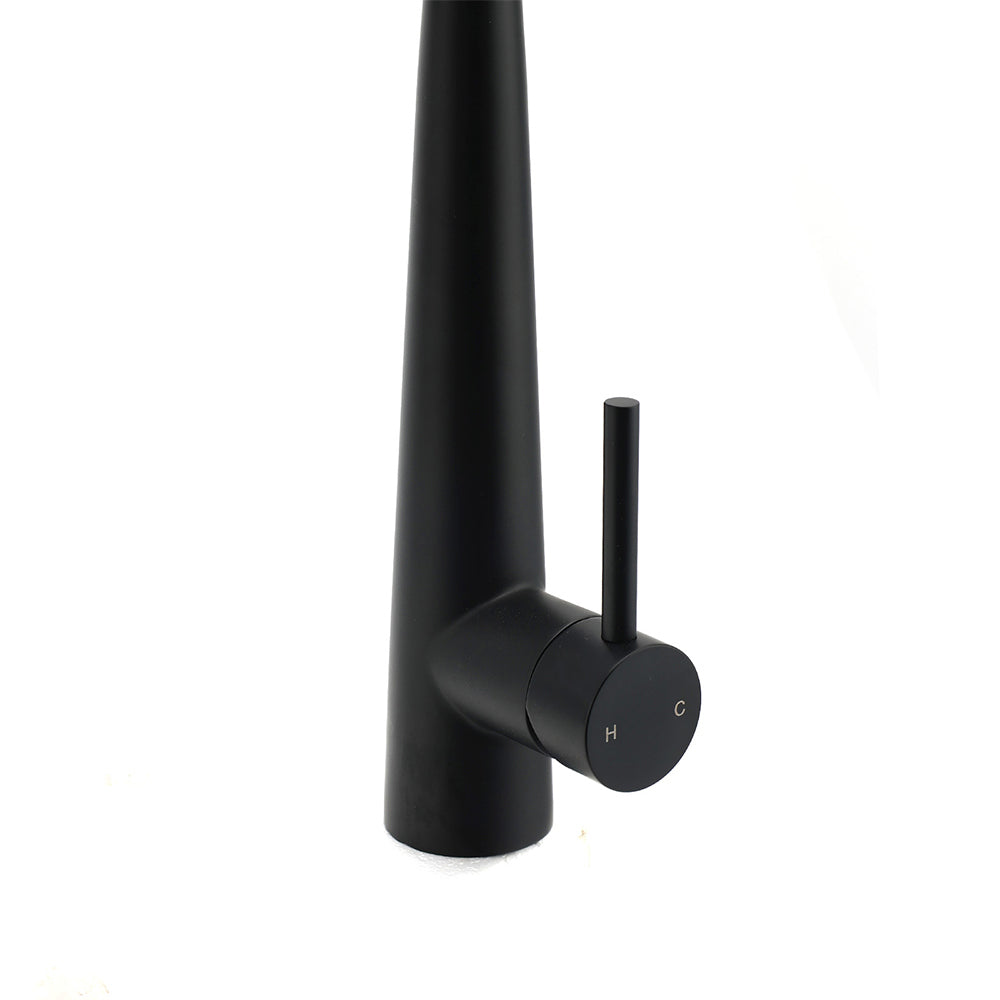Shower Heads & Screens: Round Matt Black Pull Out Kitchen Sink Tap Laundry Basin Mixer 2 Way Spout Set