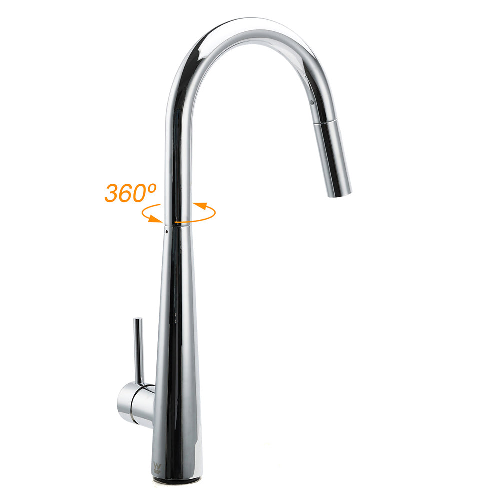 WELS Chrome 360 Swivel Pull Out Kitchen Tap Sink Mixer Faucet Spout 2 Way Outlet