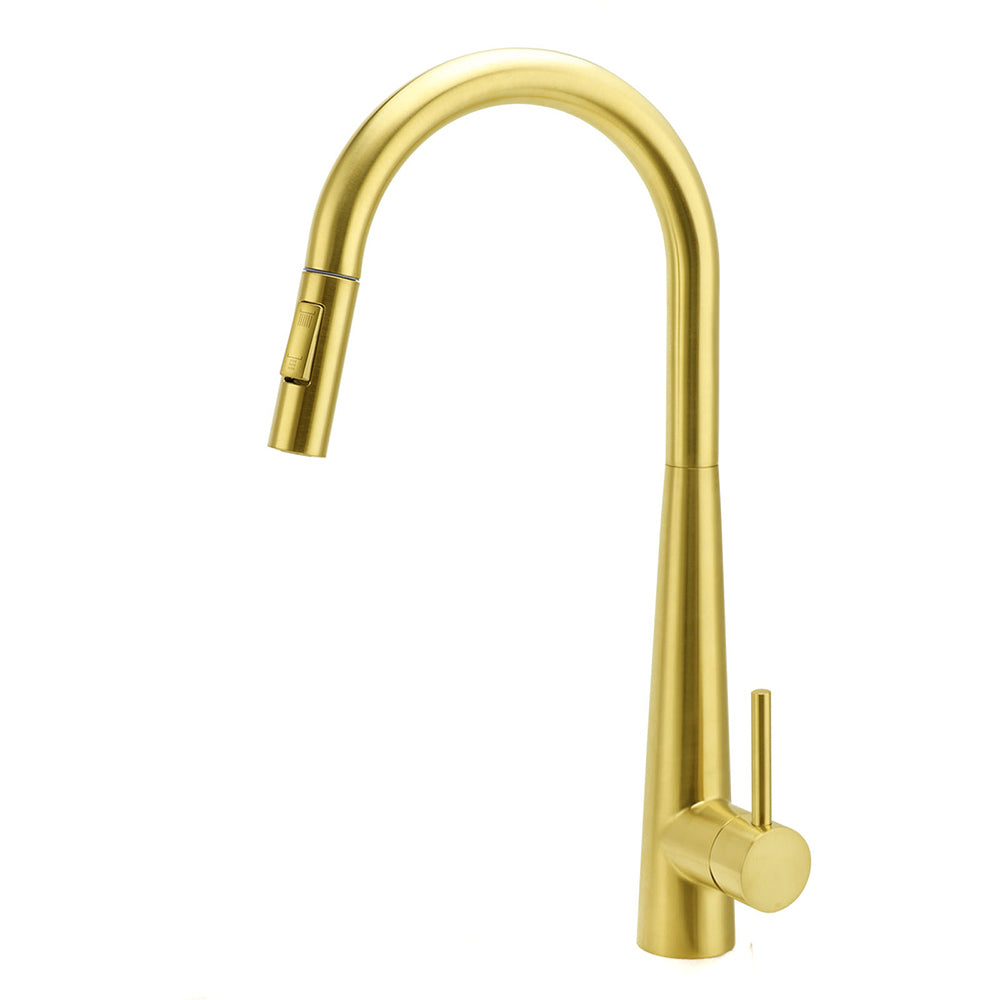 Shower Heads & Screens: Brushed Gold Pull Out Kitchen Sink Tap Basin Mixer Faucet 2 Mode Spraying Spout