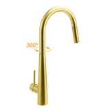 Shower Heads & Screens: Brushed Gold Pull Out Kitchen Sink Tap Basin Mixer Faucet 2 Mode Spraying Spout