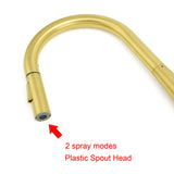 Shower Heads & Screens: Brushed Gold Pull Out Kitchen Sink Tap Basin Mixer Faucet 2 Mode Spraying Spout