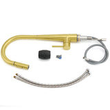 Shower Heads & Screens: Brushed Gold Pull Out Kitchen Sink Tap Basin Mixer Faucet 2 Mode Spraying Spout
