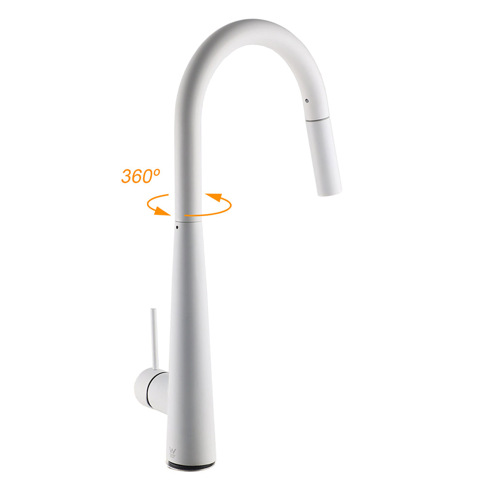 Shower Heads & Screens: Matte White 2 Modes Spray Kitchen Mixer Pull Out Sink Tap Laundry Swivel Faucet