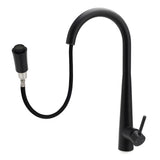 Shower Heads & Screens: Matt Black Pull Out Long Hose Kitchen Sink Tap Round Basin Mixer Faucet Spout
