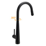 Shower Heads & Screens: Matt Black Pull Out Long Hose Kitchen Sink Tap Round Basin Mixer Faucet Spout