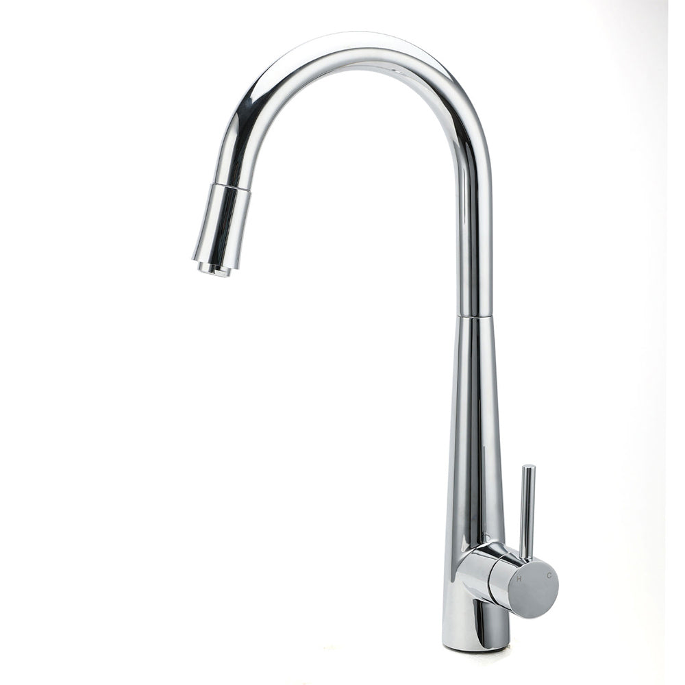 Shower Heads & Screens: WELS Chrome Pull Out Kitchen Sink Tap Round Basin Mixer Faucet Flexible Spout