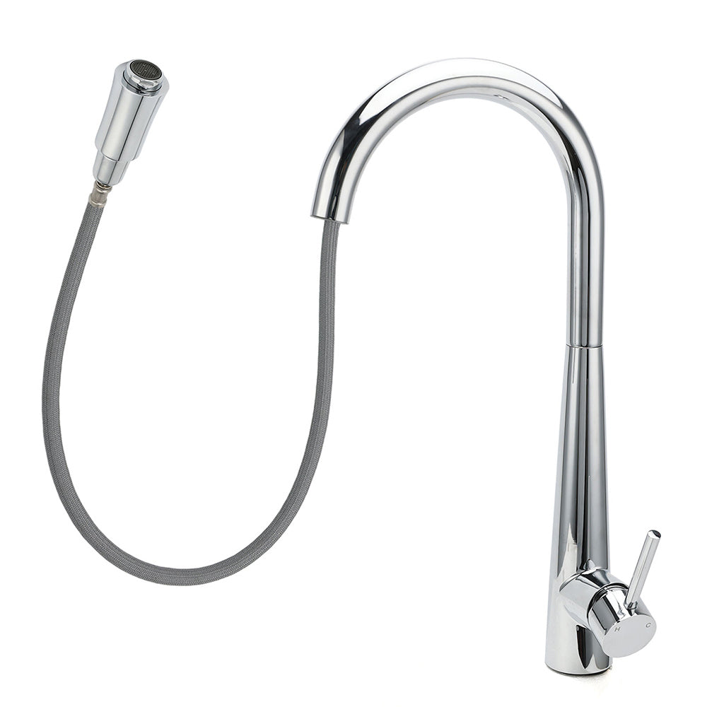 Shower Heads & Screens: WELS Chrome Pull Out Kitchen Sink Tap Round Basin Mixer Faucet Flexible Spout