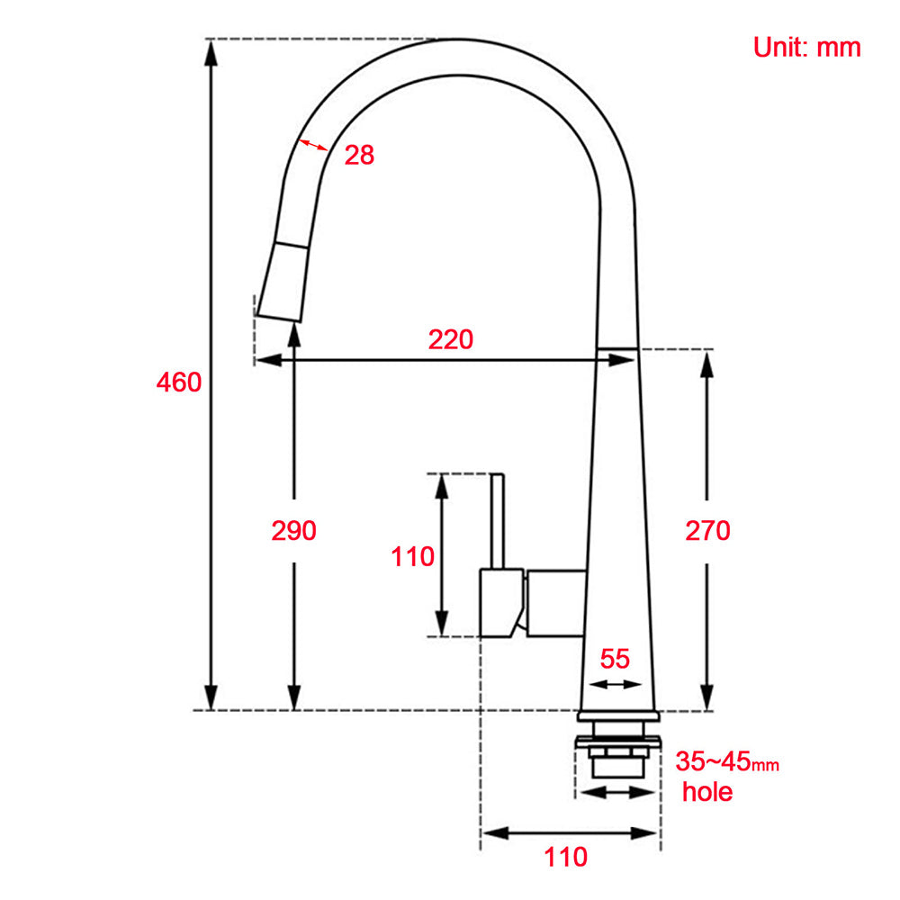 Shower Heads & Screens: WELS Chrome Pull Out Kitchen Sink Tap Round Basin Mixer Faucet Flexible Spout