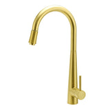 Shower Heads & Screens: Round Brushed Gold Pull Out Kitchen Sink Tap Basin Mixer Faucet Flexible Spout