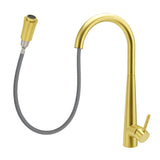 Shower Heads & Screens: Round Brushed Gold Pull Out Kitchen Sink Tap Basin Mixer Faucet Flexible Spout