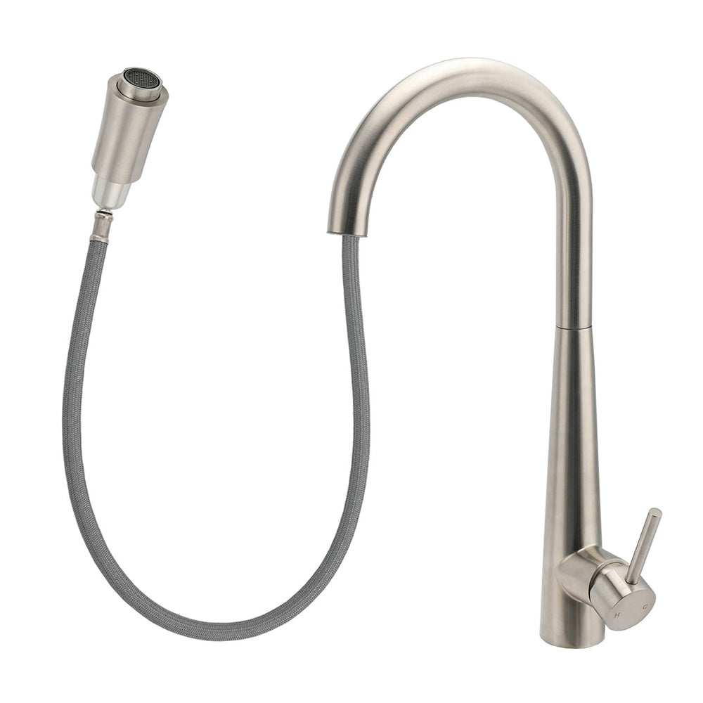 Shower Heads & Screens: Brushed Nickel Silver Round Pull Out Kitchen Sink Tap Mixer Faucet Spout Outlet